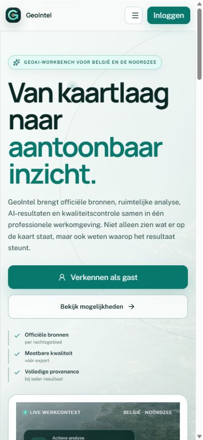 GeoIntel mobiele landingspagina