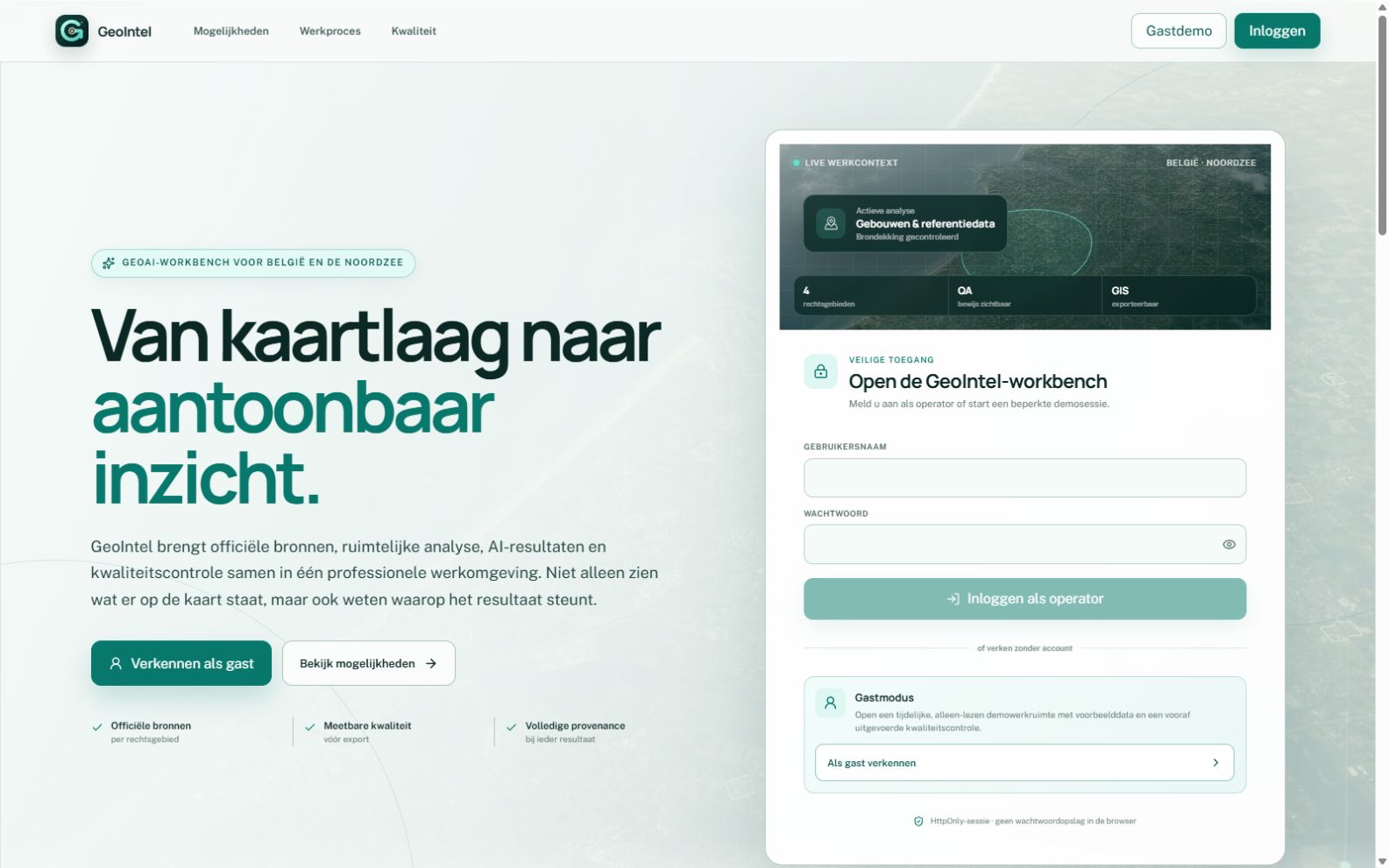 GeoIntel landingspagina